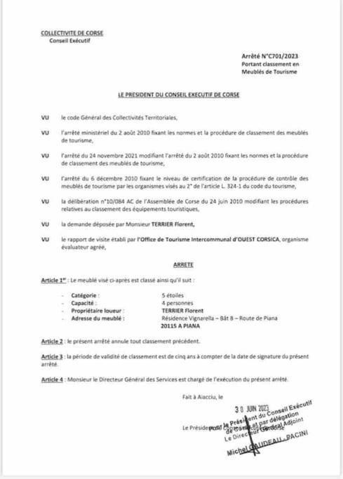 Vignarella Meuble De Tourisme Classe 5 Etoiles Avec Terrasse *